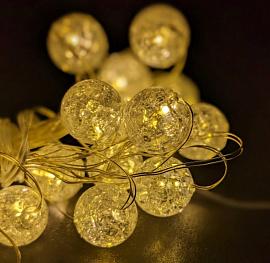 Гирлянда Шарики  3м 30Led теплый белый свет 2700K на батарейках 3хАА (не в комплекте) прозрачный провод 0,5м IP20 CL565 48611 Feron