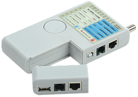Тестер для витой пары 4в1 RJ45/RJ11/BNC/USB с элем. пит. WH3468 ITK