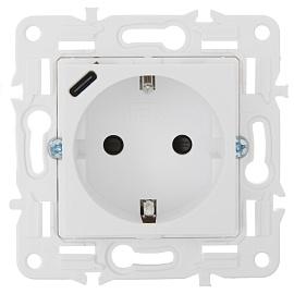 Розетка с заземлением с защитными шторками 16А с USB C 18Вт SK-R17W арктический белый SKANDY SK-R14-16-U14-018-K01 IEK