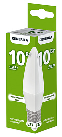 Лампа светодиодная C35 свеча 10Вт 230В 4000К E27 GENERICA