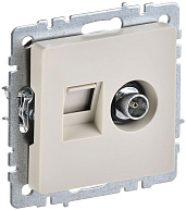 Розетка ТВ+комп. TV+RJ45 кат.5E бежевый мех-м BRITE РТВ/РК12-БрКр BR-AK20-1-K10 IEK