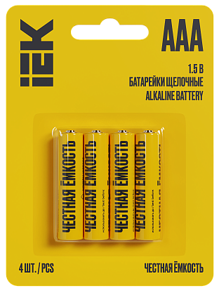 Изображение товара Элемент питания Alkaline LR03/ААА (4шт/блистер)  ABT-LR03-OP-L04 IEK