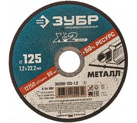 ЗУБР Ø 125х1.2х22.23мм, для УШМ, круг отрезной по металлу 36200-125-1.2 Профессионал