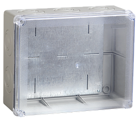 Коробка КМ41346 распаячная для о/п 240х195х90 мм IP55 (RAL7035, монт. плата, кабельные вводы 5 шт)