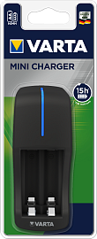 Элемент питания зарядное устр-во Mini Charger для 2 ААА, АА Ni-MH ток заряда до 155mA (57646 101 401) 57646101401 VARTA