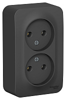 Изображение товара Розетка двойная BLANCA открытой установки без заземления без шторок 16А 250В с изолирующей пластиной в сборе антрацит BLNRA000216 Systeme Electric