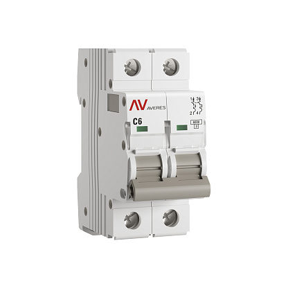 Изображение товара Выключатель автоматический 6А 2П 6kA EKF AVERES mcb6-2-06C-av