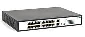 Коммутатор 16-портовый PoE Plus, мощность 250Вт, порты: 16-Ethernet, 2-Uplink SKAT PoE-16E-2G Бастион