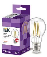 Лампа светодиодная 7 Вт LED A60 шар прозрачная 230В 3000К E27 серия 360° LLF-A60-7-230-30-E27-CL IEK