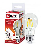 Лампа светодиодная LED-A60-deco 9Вт 230В Е27 6500К 810Лм прозрачная 4690612026107 IN HOME