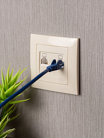 Розетка RJ45+RJ45 компьютерная Валенсия скрытой установки в сборе кремовый EWK02-035-20 EKF PROxima