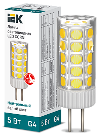 Лампа светодиодная CORN капсула 5Вт 12В 4000К керамика G4 IEK