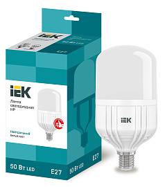 Лампа светодиодная 50 Вт E27 P45 4000К 4500Лм матовая 230В цилиндр HP LLE-HP-50-230-40-E27 IEK