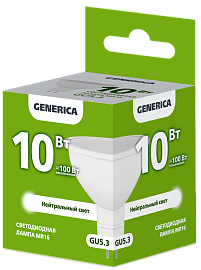 Лампа светодиодная MR16 софит 10Вт 230В 4000К GU5.3 GENERICA