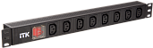 ITK PDU 8 розеток C13, с LED выключателем, 1U, вход C14, без шнура PH12-8C133 IEK