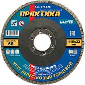 Круг лепестковый шлифовальный 115х22 мм Р 60 , серия Мастер ПРАКТИКА 775-679
