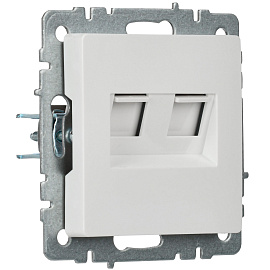 Розетка  двойная RJ11+RJ45 кат.5E РК/Т12-БрБ белый BRITE  BR-KT20-O-1-K01 IEK