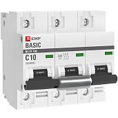 Выключатель автоматический 10А 3П трехполюсный C 10kA ВА 47-100 Basic mcb47100-3-10C-bas EKF