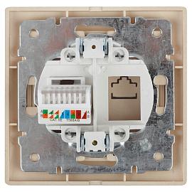 Розетка информационная RJ45 компьютерная, IP20, скрытой установки  1-303-11 Intro Plano сосна (10/200/2000) Б0030089 ЭРА