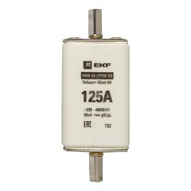 Предохранитель  125А   нож – ЛАТУНЬ габарит 00  ППН-33  160/125А   (fus-33/160/125) EKF