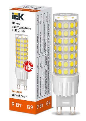 Изображение товара Лампа светодиодная CORN капсула 9Вт 230В 3000К керамика G9 IEK