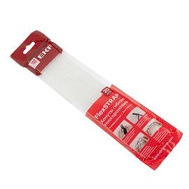 Стяжка кабельная (хомут)  300х10 белый гибкая многоразовая FlexSTRAP /20шт./ plc-fs-wr EKF