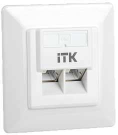 Розетка RJ45+RJ45 компьютерная внутренняя кат.5E FTP 2 порта белый CS2-1C5EF-2-1 ITK