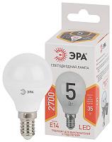 Лампа светодиодная 5 Вт E14 P45 2700К 400Лм матовая 170-265В шар ( LED P45-5W-827-E14 ) Б0028485 ЭРА