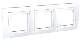 Рамка для розеток и выключателей с декоративным элементом Unica трехпостовая белый MGU2.006.18 Schneider Electric