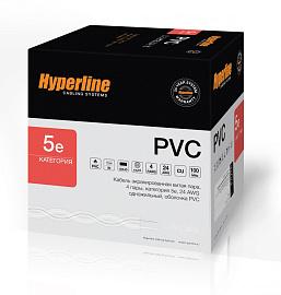 Кабель витая пара экранированная F/UTP кат.5e 4x2x0,51 (24 AWG) PVC Серая одножильная внутренняя FUTP4-C5E-S24-IN-PVC-GY-305 Hyperline