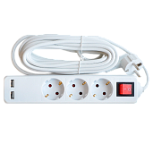 ASD Удлинитель 3GSU-5-SMART 3 места c выкл. 2-х USB 10А с з/к 5м 8535 IN HOME (4690612010434)