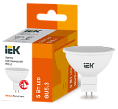 Лампа светодиодная 5 Вт GU5.3 MR16 3000К 450Лм матовая 230В рефлекторная ECO LLE-MR16-5-230-30-GU5 IEK