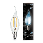 Лампа светодиодная 5 Вт E14 CA35 4100K 450Лм LED Свеча на ветру Filament филаментная 104801205 GAUSS