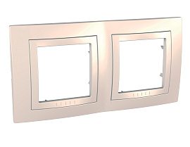 Рамка для розеток и выключателей с декоративным элементом Unica двухпостовая бежевый MGU2.004.25 Schneider Electric