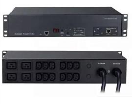 Hyperline ATS-R-228H1622-Intelligent Блок розеток управляемый ATS 19", с SNMP-интерфейсом для IP-контроллера, горизонтальный, 2U, 12 розеток IEC320 C13, 4 розетки IEC320 C19, 220V, 32А, кабель питания 3х6.0 кв.мм, 3 м