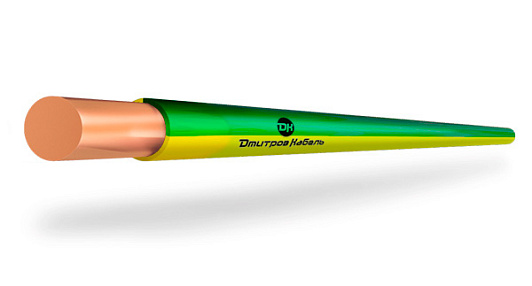 Изображение товара Провод ПуВ 1х10 желто-зеленый (ПВ1) Дмитров-кабель