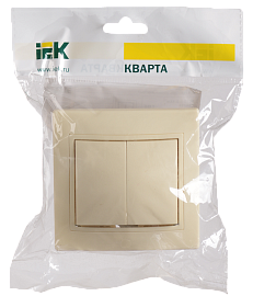 Выключатель двухклавишный КВАРТА ВС10-2-0-Км 10А керамика кремовый  EVK20-K33-10-K IEK