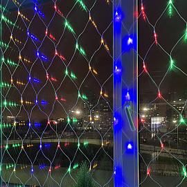 Гирлянда Сеть 1,8х1,5м 180Led мульти свет контроллер 8 режимов прозрачный провод 3м IP20 Б0041901 ЭРА