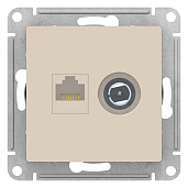 Розетка TV+RJ45 телевизионная + компьютерная Atlasdesign скрытой установки cat. 5Е бежевый ATN000289 Systeme Electric