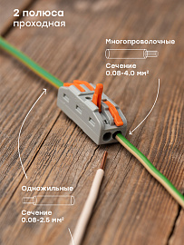 Строительно-монтажная клемма СМК 222-422 проходная 2 полюса 0,08-4мм2 (plc-smk-422) EKF PROxima