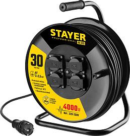 STAYER RX 325, 30 м, 4000 Вт, 4 гнезда, IP44, КГ 3х2.5 мм² удлинитель на катушке 55076-30