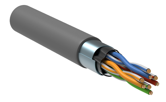 Изображение товара Витая пара F/UTP кат 5E 4х2х0,52 24AWG PVC серая 305м для сети