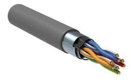Кабель витая пара экранированная F/UTP кат.5e 4x2x0,45 (24 AWG) PVC Серая одножильная внутренняя BC1-C5E04-311-305-G GENERICA